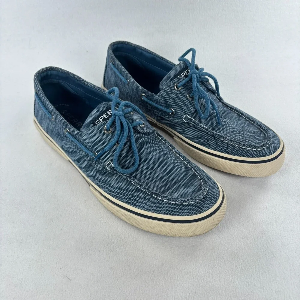 Sperry Top-Sider‎ Boat Shoes SZ 12 Coastal Nautical Canvas Baja Blue Preppy HTF